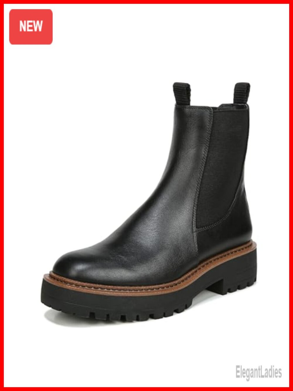 Waterproof Chelsea Ankle Bootie with Block Heel & Lugged Sole for Work